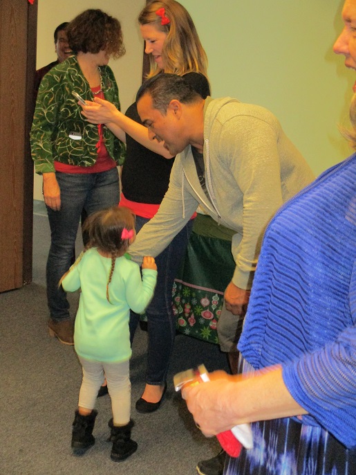 A family at the Christmas party